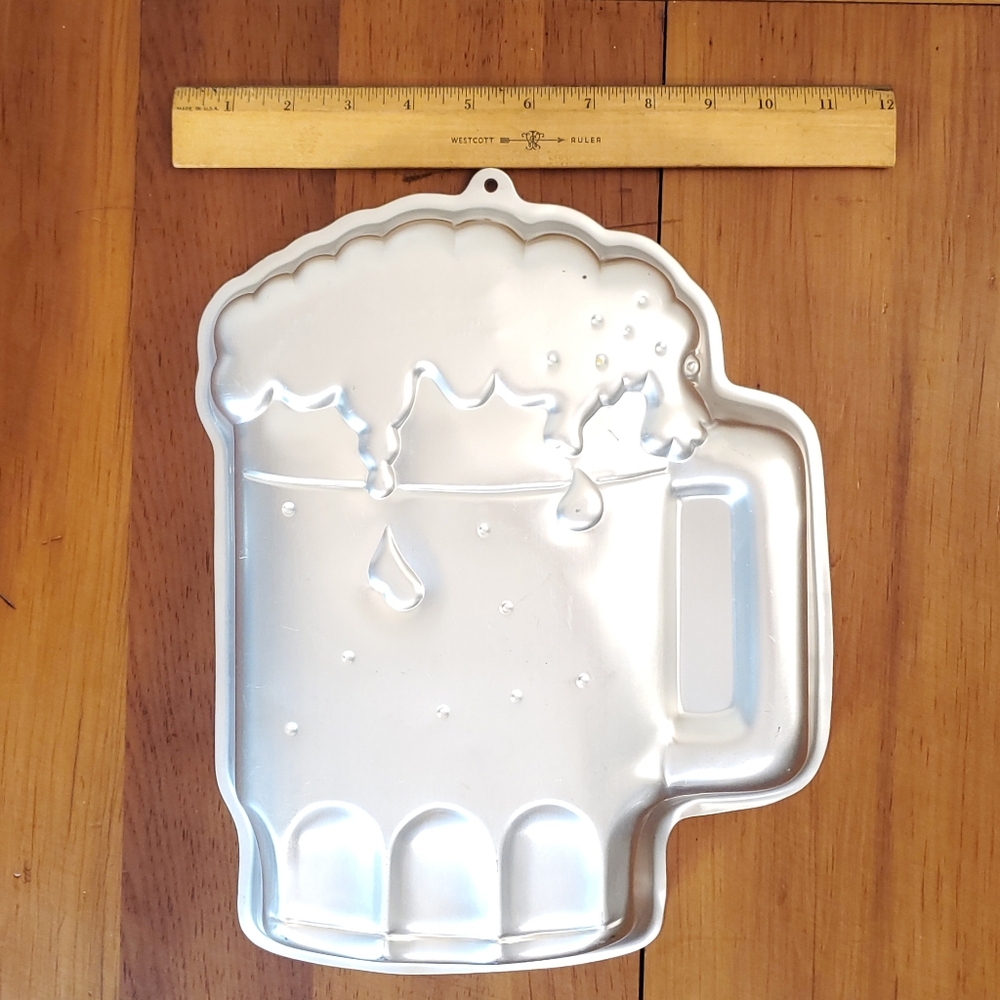 Vtg 1984 Wilton Good Cheer Foamy Beer Mug Aluminum 13x11" Cake Pan Mold 502-3965